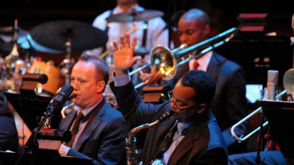 The JLCO with Wynton Marsalis performing “A New Holiday Revue” concert in New York