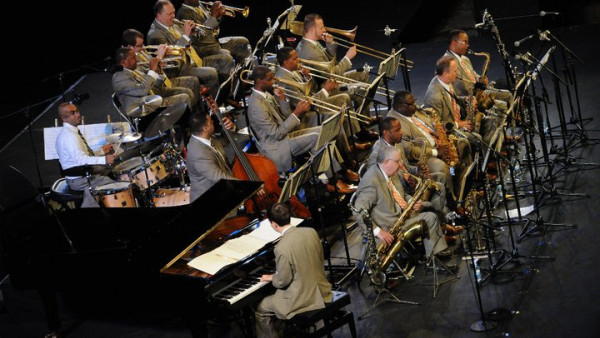 The JLCO with Wynton Marsalis performing in Barcelona, Spain