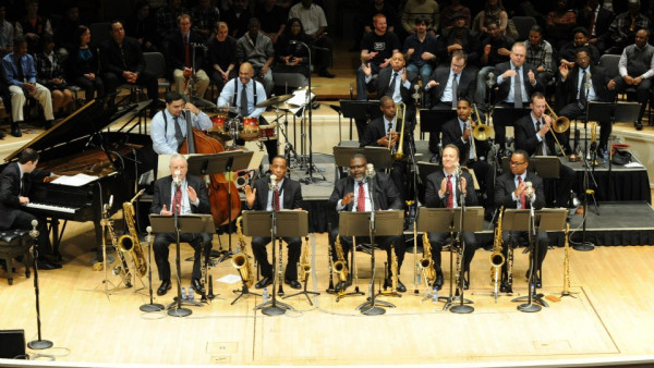 The JLCO with Wynton Marsalis rehearsing in Chicago, IL
