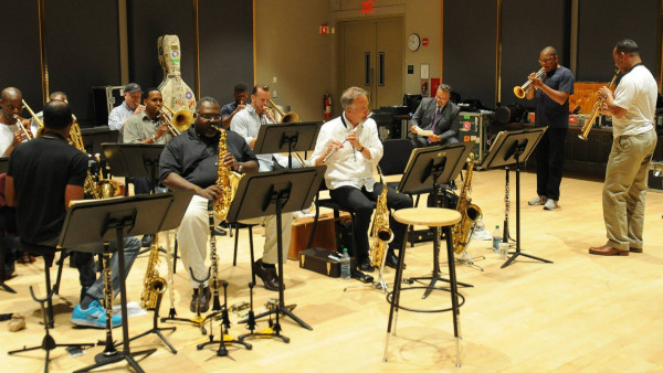 JLCO with Wynton Marsalis in rehearsal for concert at Martha’s Vineyard
