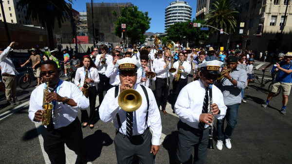 JLCO with Wynton Marsalis leading a “Second Line” in Los Angeles