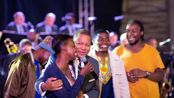 The JLCO with Wynton Marsalis performing “Jazz for Young People” in Soweto, South Africa