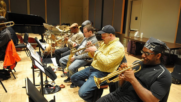 The JLCO with Wynton Marsalis in rehearsal for “Prohibition & the Jazz Age” with Ken Burns