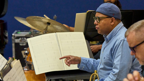The JLCO with Wynton Marsalis in rehearsal in Luxembourg City