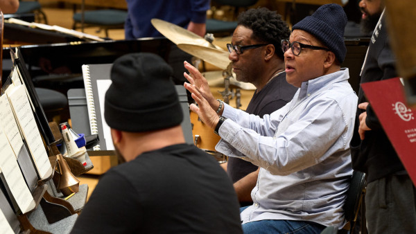 The JLCO with Wynton Marsalis in rehearsal in Chicago, IL